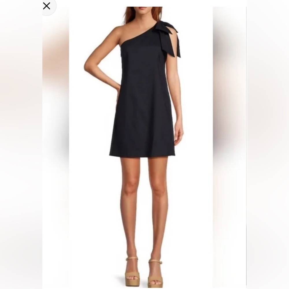 Antonio Melani One-Shoulder Linen Blend Mini Dress with Bow-NWT